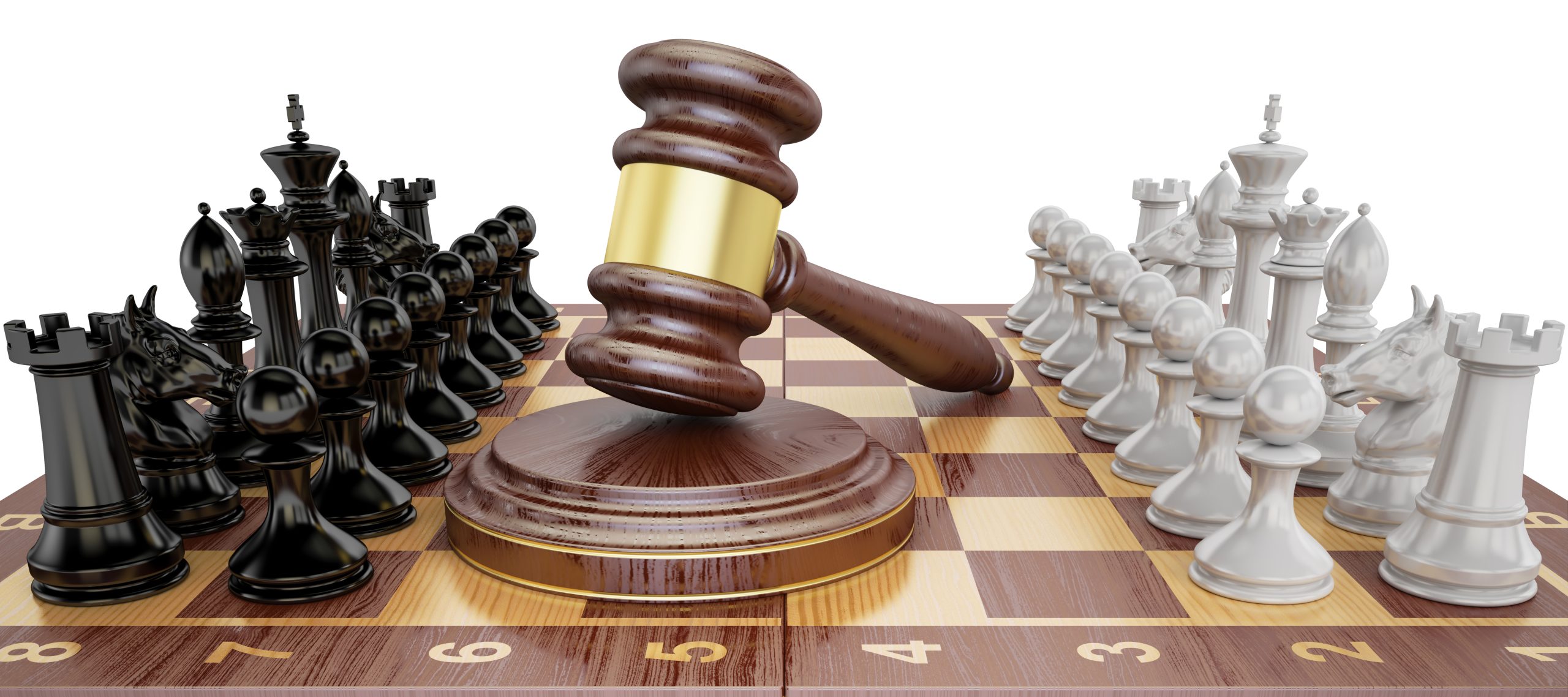 Chess board with gavel